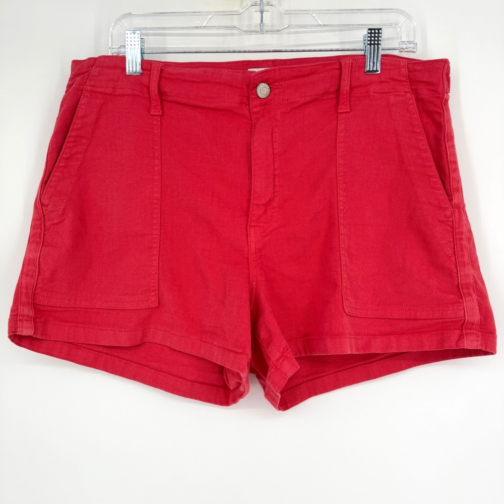 Pistola Mara Cargo High-Rise Utility Shorts Flat Front Flap Pockets Red 33